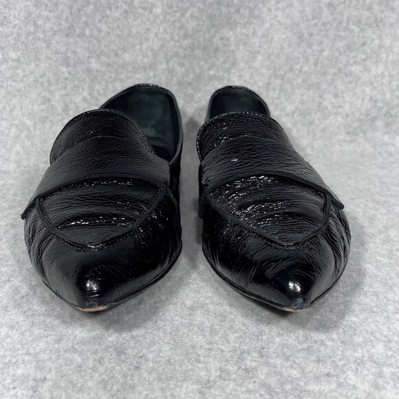 AGL Loafers Womens 11 US Black Patent Leather Pointed Toe Shoe Flats Business - Picture 4 of 16